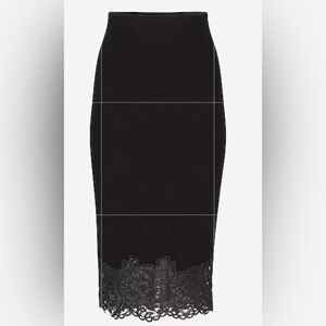 Express Black sweater Lace Hem Pencil Skirt,Size XS,extra small